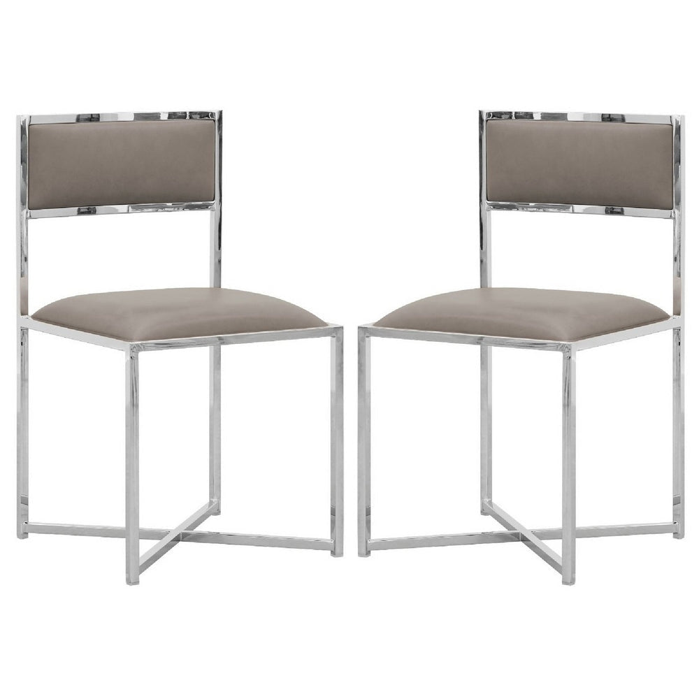 Eun Dining Chair | Faux Leather | Set of 2 | Gray