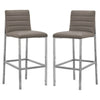 Eun 30 Inch Faux Leather Channel Barstool Chrome Legs Set of 2 Gray By Casagear Home BM273675