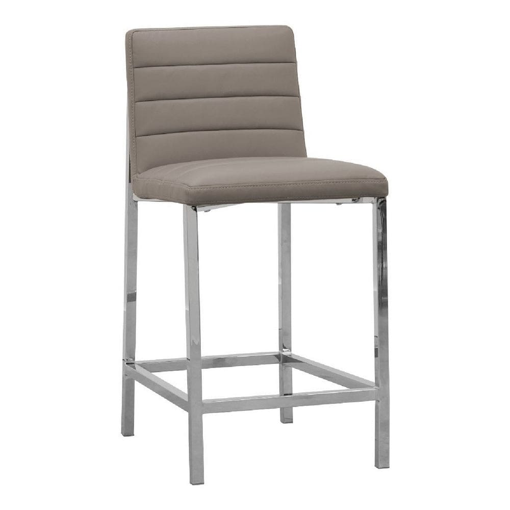 Eun 26 Inch Vegan Faux Leather Counter Stool, Chrome Legs, Set of 2, Gray By Casagear Home