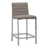 Eun 26 Inch Vegan Faux Leather Counter Stool, Chrome Legs, Set of 2, Gray By Casagear Home