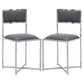 Eun 20 Inch Faux Leather Dining Chair Chrome Base Set of 2 Dark Gray By Casagear Home BM273680