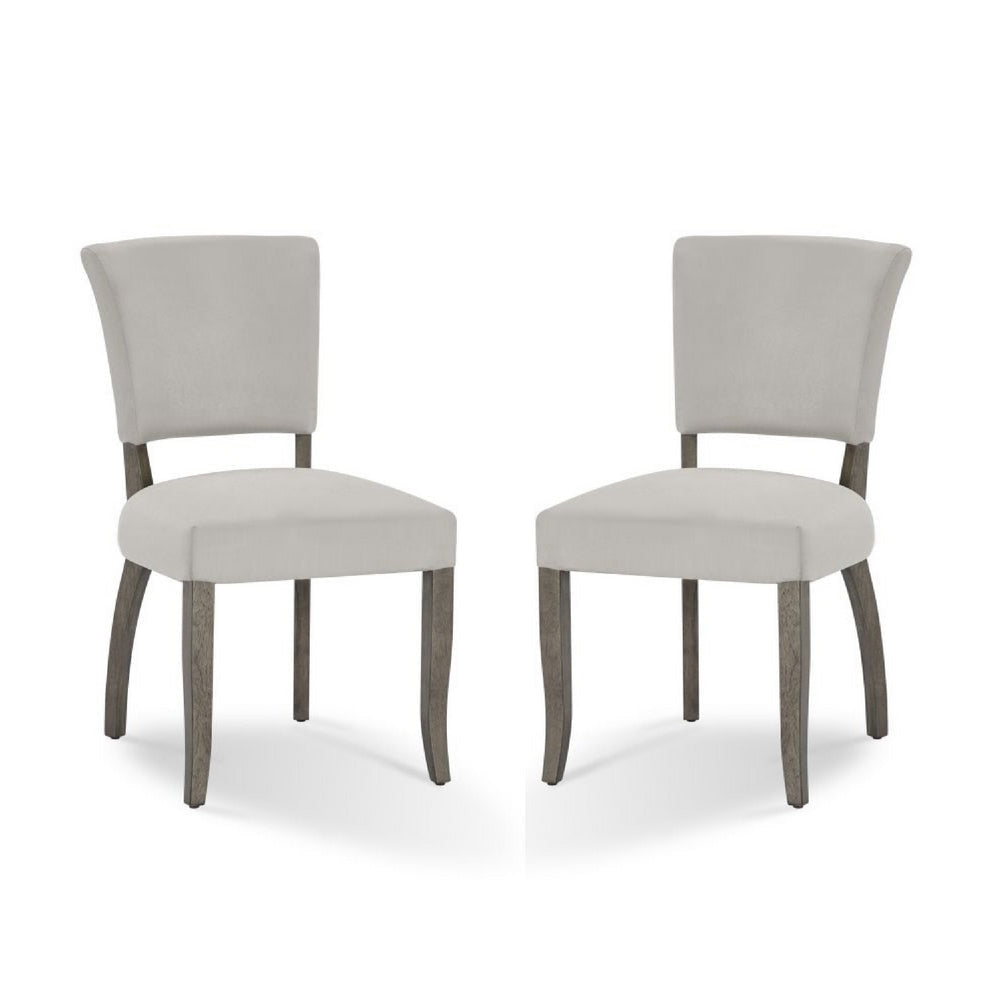 20 Inch Upholstered Solid Timber Flared Dining Chair, Set of 2, Light Gray By Casagear Home