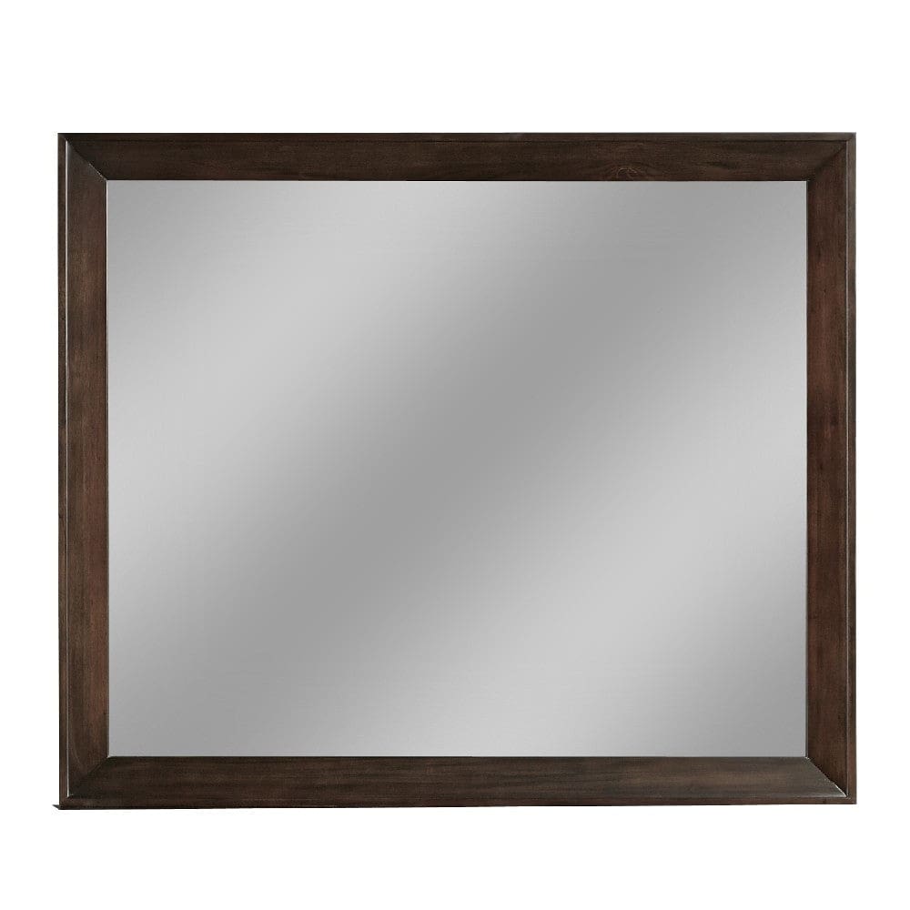 Steve 51 Inch Modern Rectangular Wall Mirror, Glossy Pine Wood Frame, Brown By Casagear Home