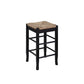 Chris 24 Inch Counter Stool with Wood Frame, Handwoven Rush Seat, Black By Casagear Home