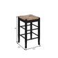 Chris 24 Inch Counter Stool with Wood Frame Handwoven Rush Seat Black By Casagear Home BM274267