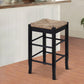 Chris 24 Inch Counter Stool with Wood Frame, Handwoven Rush Seat, Black By Casagear Home