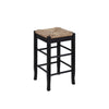 Chris 24 Inch Counter Stool with Wood Frame Handwoven Rush Seat Black By Casagear Home BM274267
