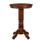 Ava 42 Inch Wood Pub Bar Table, Sunburst Design, Carved Pedestal, Brown By Casagear Home