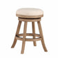 Liam 24 Inch Wood Counter Stool, Swivel Seat, High Density Foam Cushion, Ivory By Casagear Home