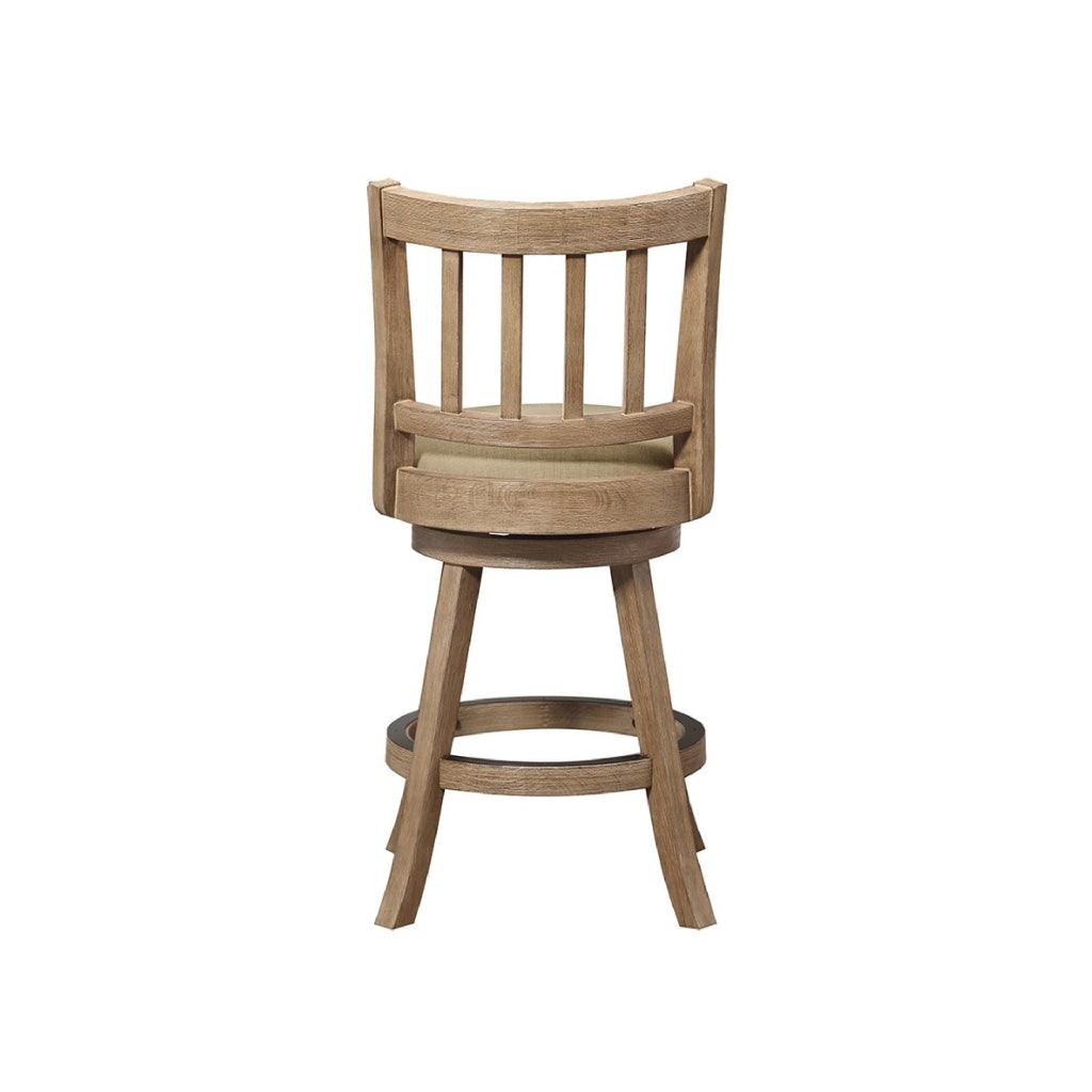 Adam 24 Inch Solid Wood Swivel Counter Stool Slatted Back Oat Brown By Casagear Home BM274281