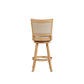 Kia 29 Inch Solid Wood Swivel Barstool Curved Panel Back Brass Nailheads Ivory By Casagear Home BM274284