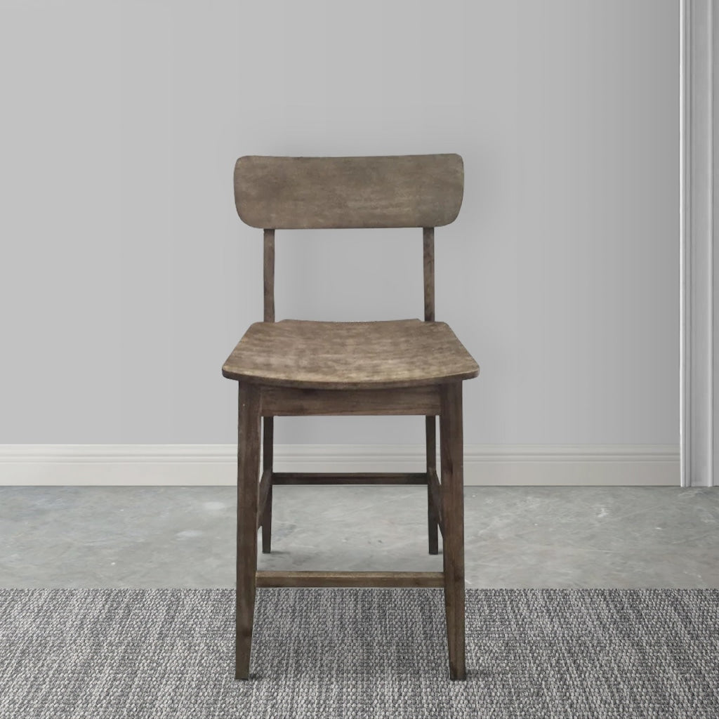 29 Inch Rubberwood Barstool with Wood Grain Details, Panel Back, Brown By Casagear Home