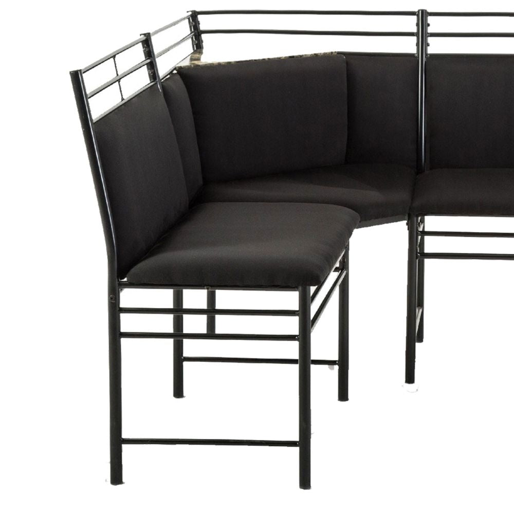 Joe 5 Seater Breakfast Nook Marble Tabletop Corner Chair Bench Black By Casagear Home BM274290
