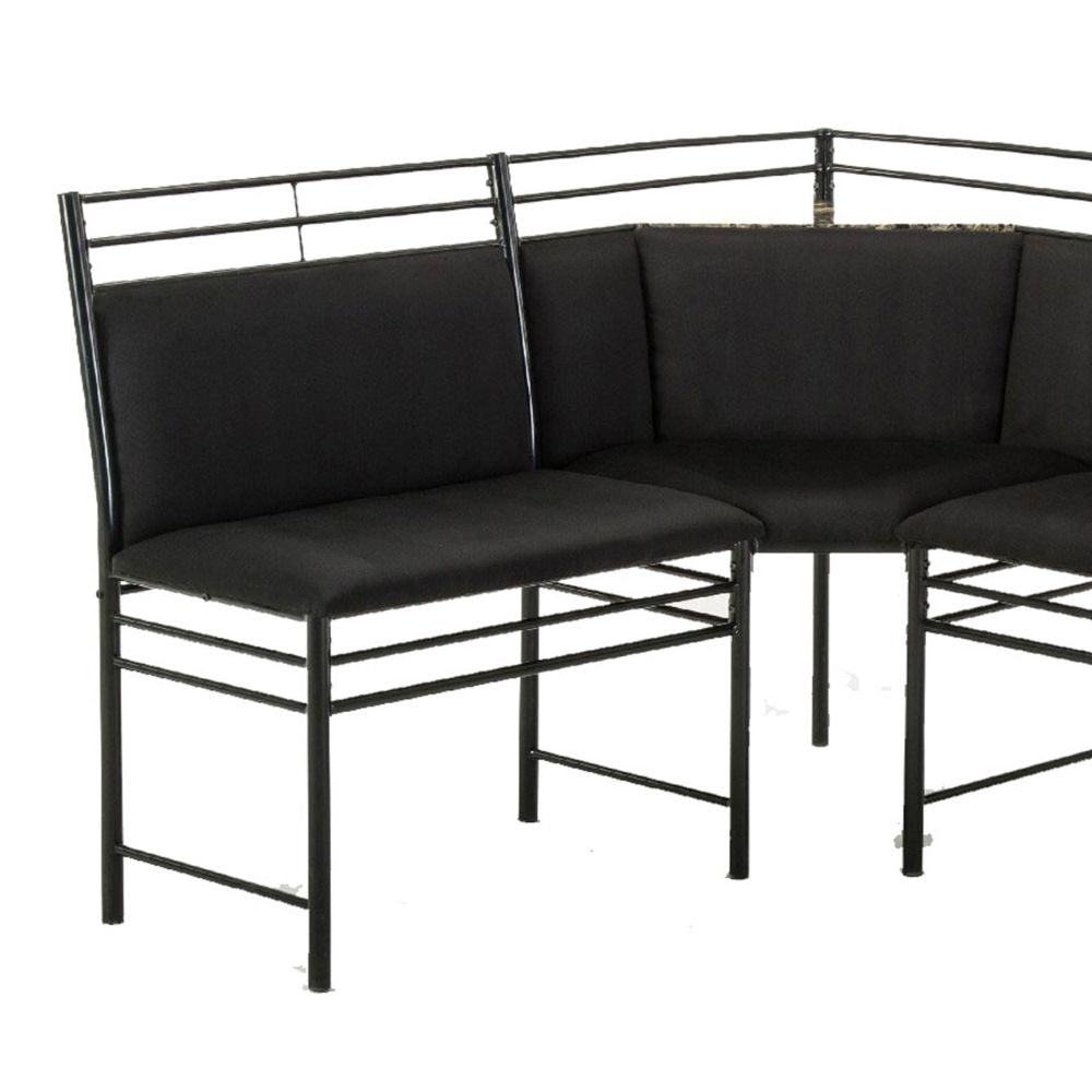 Joe 5 Seater Dining Corner Chair with Bench for Breakfast Nook L Shaped Black By Casagear Home BM274292