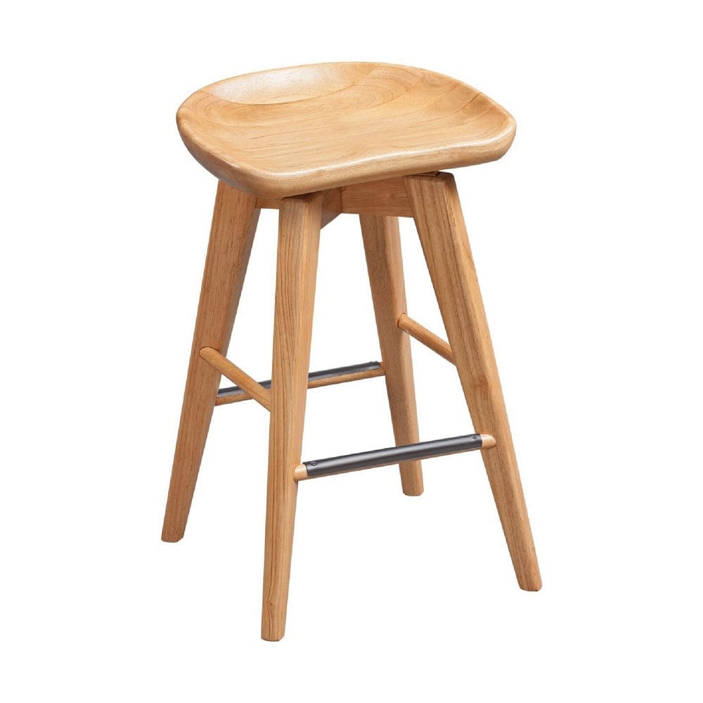 Esme 24 Inch Swivel Counter Stool with Contour Seat, Wood, Natural Brown By Casagear Home