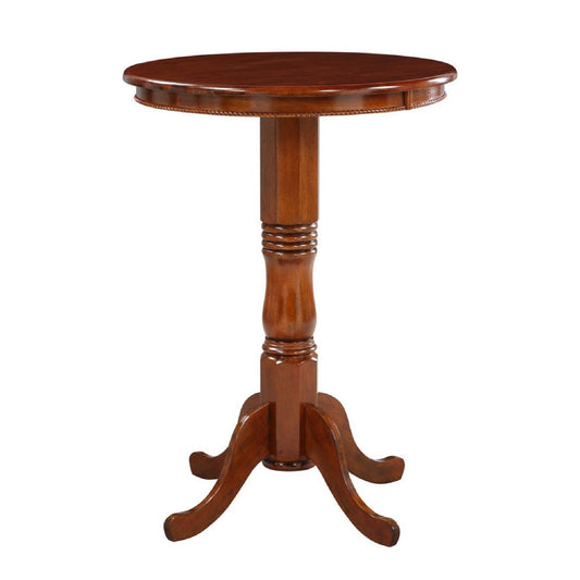 Pub Bar Table | 32" Round | Turned Pedestal | Walnut Brown