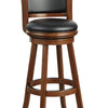 Pio 34 Inch Extra Tall Swivel Bar Stool Wood Faux Leather Cherry Brown By Casagear Home BM274343