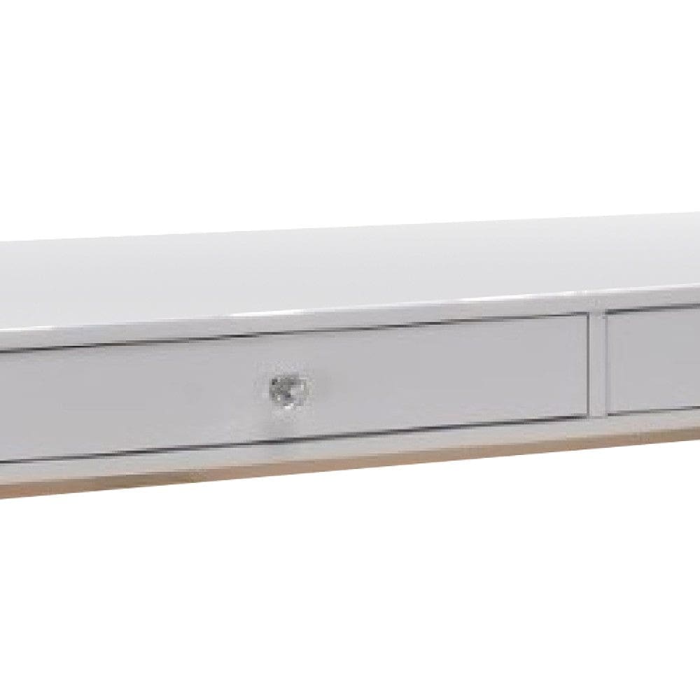47 Inch Desk Console Table 2 Drawers Metal Frame White Gold By Casagear Home BM274608