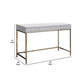 47 Inch Desk Console Table 2 Drawers Metal Frame White Gold By Casagear Home BM274608