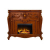 Ples 59 Inch Electric Fireplace Carved Scrolled Legs Walnut Brown By Casagear Home BM274620