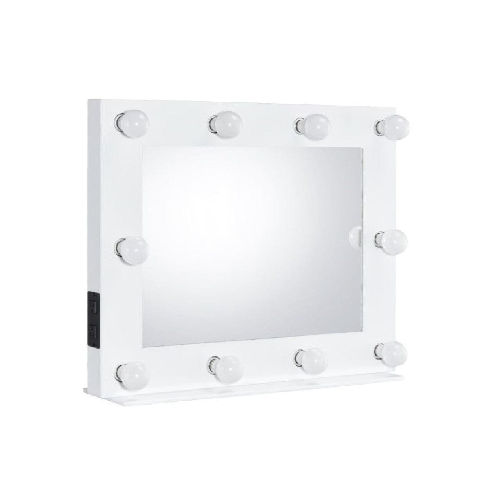 Modern Lighted Mirror | 32" | 10 Bulb Sockets | White