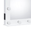 32 Inch Modern Lighted Mirror 2 Power Outlets 10 Bulb Sockets White By Casagear Home BM274648