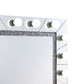 Zaff 32 Inch Lighted Wall Mirror 12 Bulb Sockets Faux Diamond Trim,Silver By Casagear Home BM274651