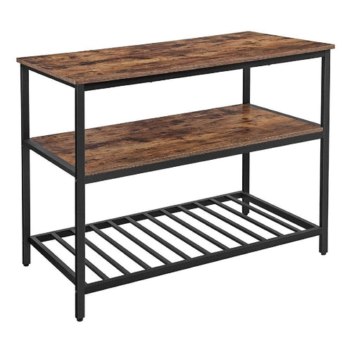 Hugh Kitchen Island | 47" | Slatted Shelf | Rustic Brown