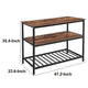 Hugh 47 Inch Wood Kitchen Island Slatted Metal Shelf Rustic Brown Black By Casagear Home BM274770