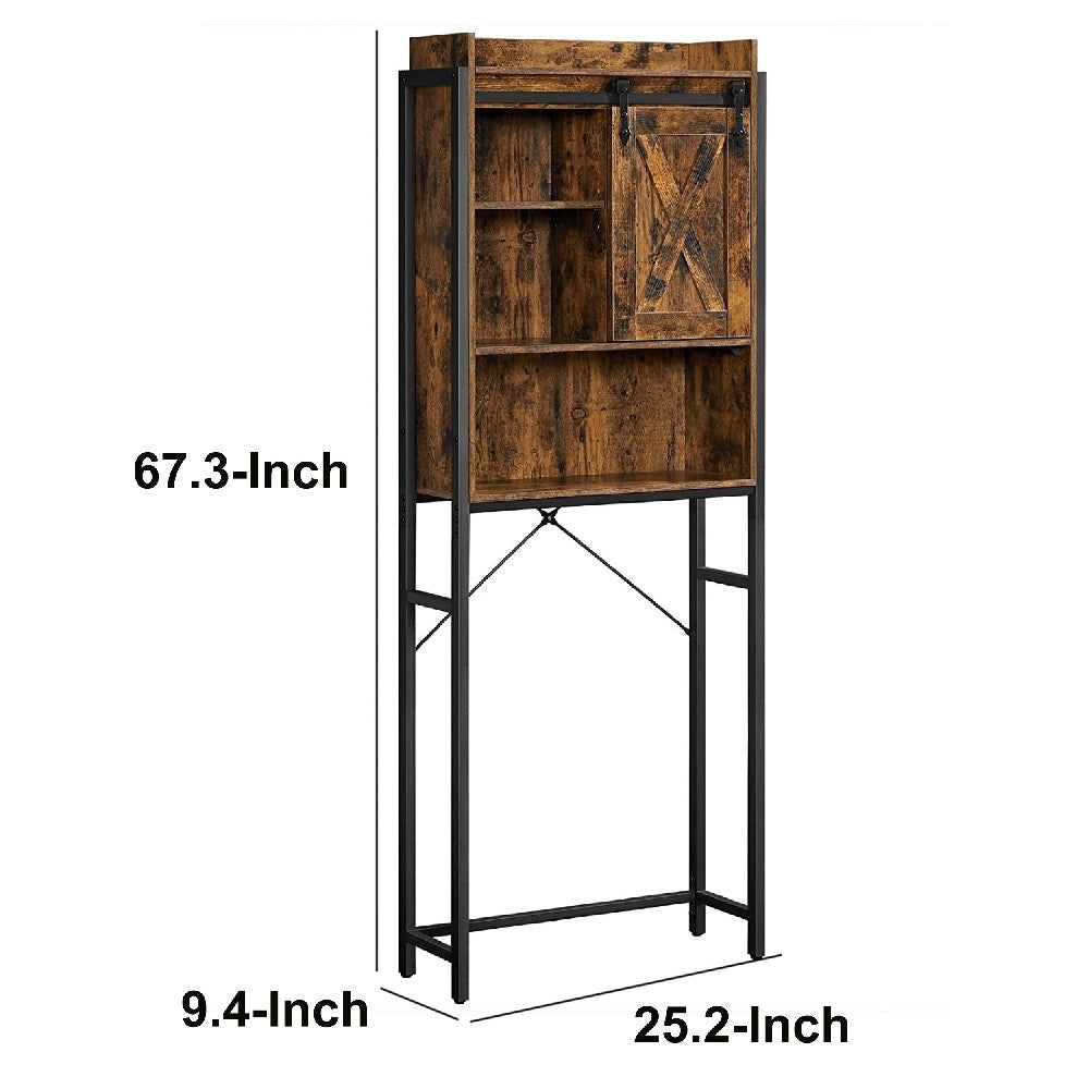 Grace 67 Inch Over-The-Toilet Bathroom Storage Cabinet Rack Brown Black By Casagear Home BM274774