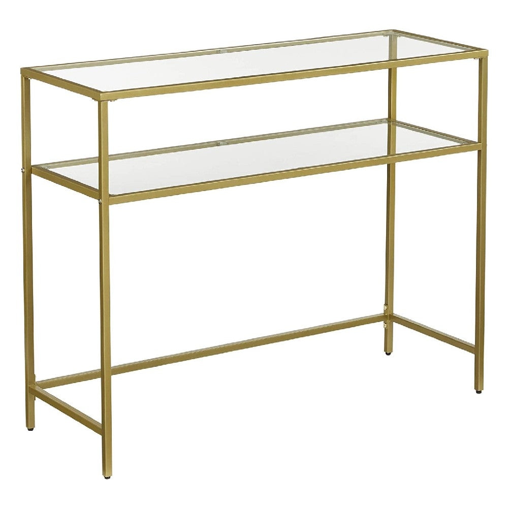Kin Console Table | 39" | Glass Shelves | Metal Frame | Gold