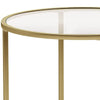 Kin 22 Inch End Table Round Metal Frame Tempered Glass Shelf Gold By Casagear Home BM274787