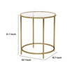 Kin 22 Inch End Table Round Metal Frame Tempered Glass Shelf Gold By Casagear Home BM274787