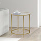 Kin End Table | 22" | Round | Metal Frame | Glass Shelf | Gold