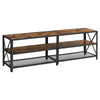 Sam TV Stand | 63" | Wood | 2 Tier Shelves | Rustic Brown