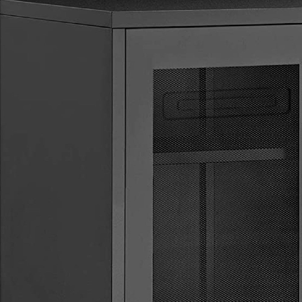 71 Inch 2 Door Storage Cabinet 4 Adjustable Shelves Powder Coated Black By Casagear Home BM275040