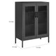 71 Inch 2 Door Storage Cabinet 4 Adjustable Shelves Powder Coated Black By Casagear Home BM275040