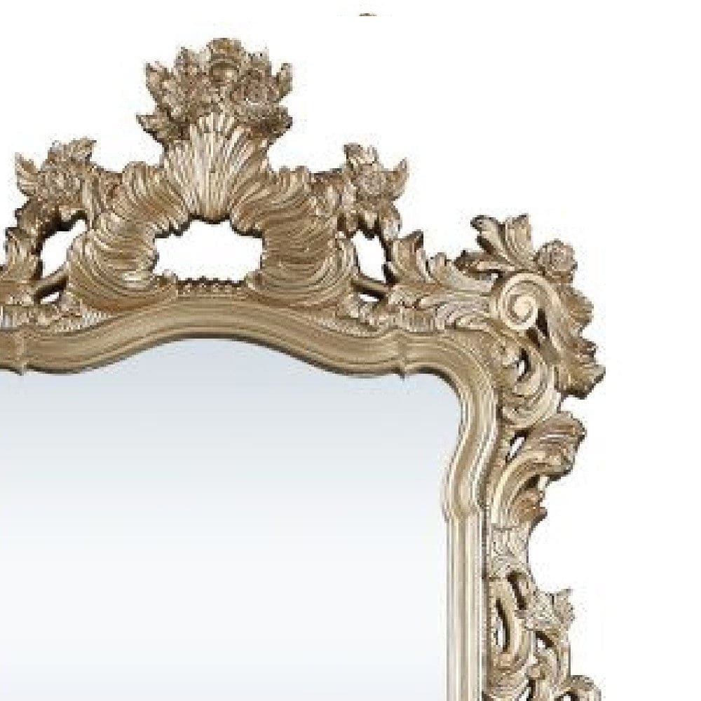 56 Inch Wall Mirror Ornate Carving Champagne Gold By Casagear Home BM275049