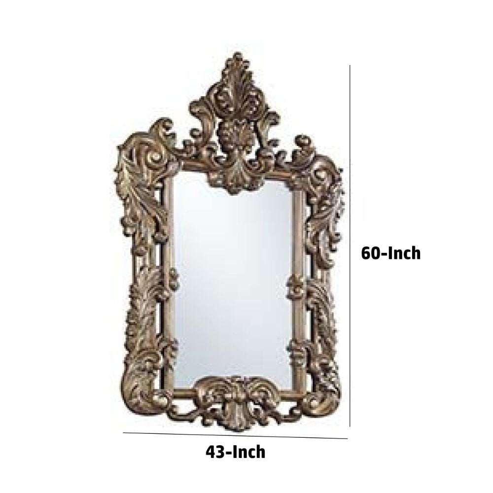 60 Inch Wall Mirror Oversized Scrolled Carving Bronze By Casagear Home BM275051