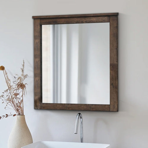 Portrait Mirror | 41" | Beveled Trim | Oak Brown