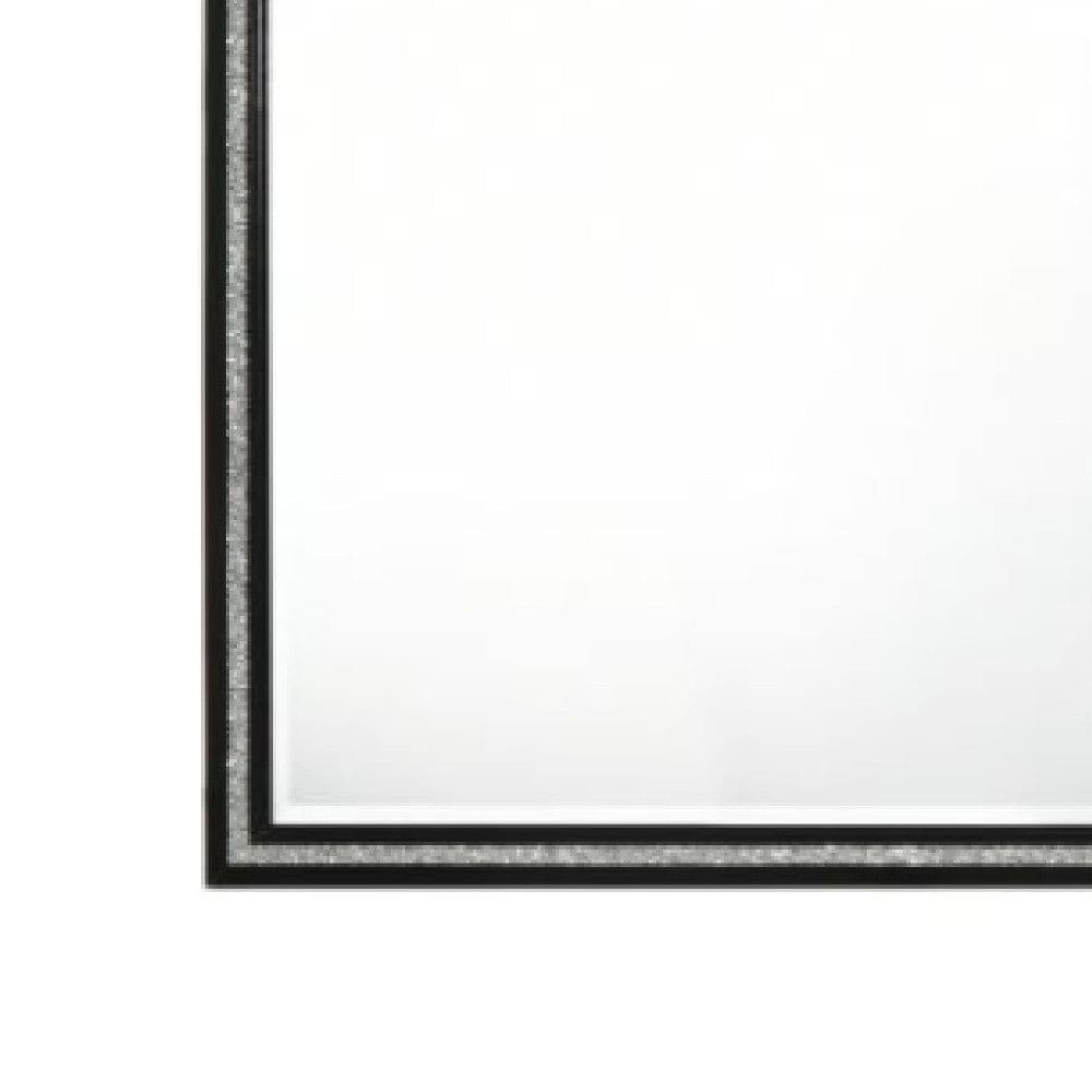 46 Inch Solid Wood Mirror Shimmering Silver Accent Landscape Black By Casagear Home BM275075