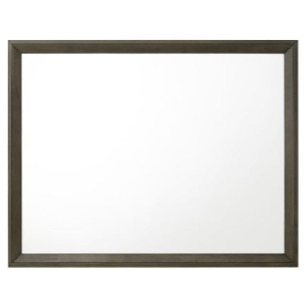 45 Inch Solid Wood Mirror, Rectangular, Landscape, Rustic Gray By Casagear Home