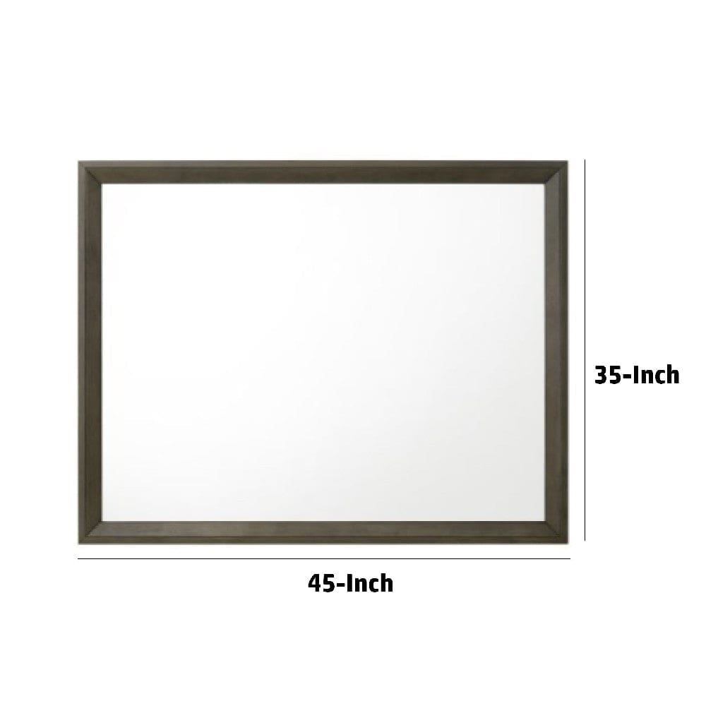 45 Inch Solid Wood Mirror Rectangular Landscape Rustic Gray By Casagear Home BM275077