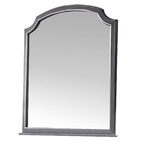 Wood Mirror | 39" | Scooped Corners | Silver Trim | Charcoal Gray