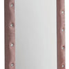 22 Inch Contemporary Upholstered Mirror Crystal Tufting Arched Top Pink By Casagear Home BM275086