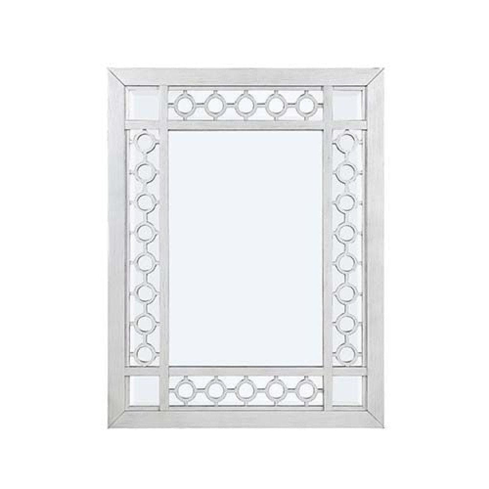 Ornate Wood Mirror | 40" | Portrait | Round Cut-Out | White
