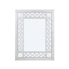 40 Inch Ornate Wood Mirror, Portrait, Round Cut Out Design, White By Casagear Home