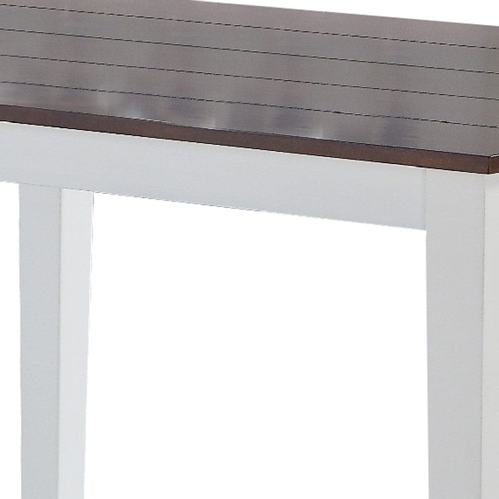 48 Inch Wood Dining Table Plank Top 4 Seater White Walnut Brown By Casagear Home BM275089