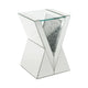 Noe End Table | 24" | V Base | Faux Diamond | Silver