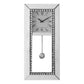 Noe 30 Inch Wall Clock, Crystal Diamond Inlaid Trim, Pendulum, White By Casagear Home